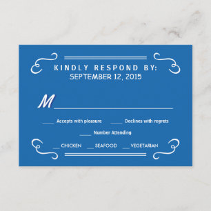 Eat Drink & RSVP Pacific Blue Rustic Wedding Reply Card