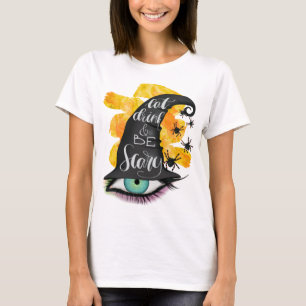 Eat Drink Scary Witches Hat Watercolor Orange  T-Shirt