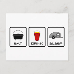 "Eat, Drink, Sleep" Teardrop Camping Postcard
