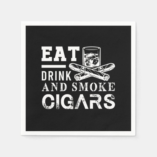 Eat Drink Smoke Cigars Humidor Cutter Cigar Smoker Napkin (Front)