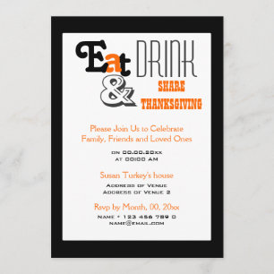 Eat drink Thanksgiving birthday party Invitation