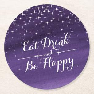 Eat drink watercolor starry night paper coasters