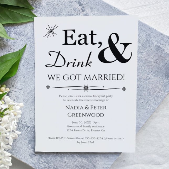 Eat Drink We Got Married Elopement Party Invitation (Creator Uploaded)
