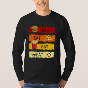 Eat Eat Eat Repeat Hamburger Cheeseburger Graphic T-Shirt