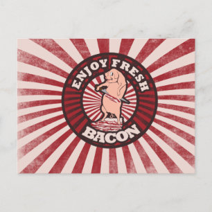 Eat Fresh Bacon Funny Pig Parody Postcard
