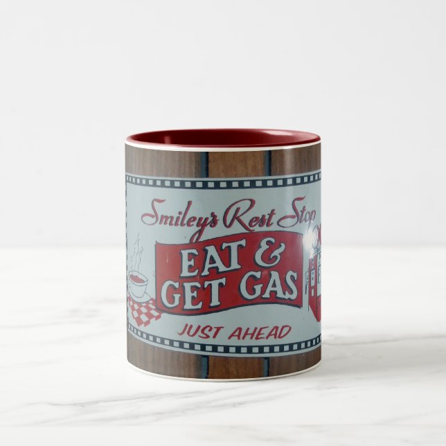 Eat & Get Gas Rest Stop Two-Tone Coffee Mug (Center)