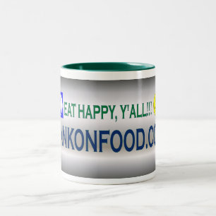 Eat Happy Y'all--HankOnFood.com Coffee Mug! Two-Tone Coffee Mug
