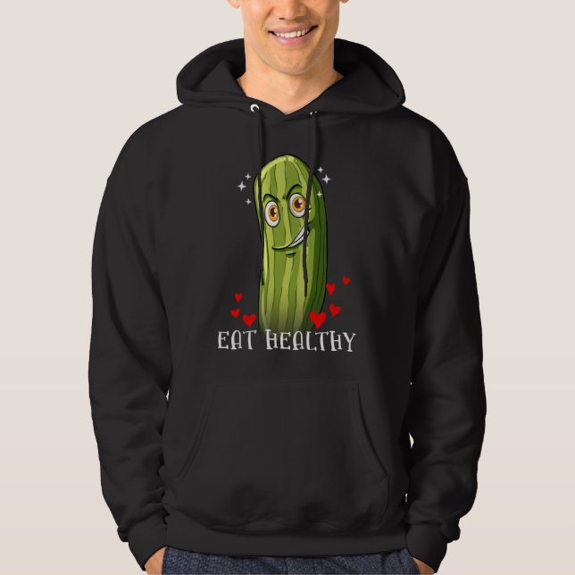 Eat Healthy funny Valentines Day Couples in Love P Hoodie (Front)