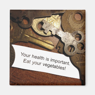 Eat Healthy It's Important Antique Key Inspired Magnet