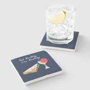 Eat Healthy Live Healthy Restaurant Stone Coaster