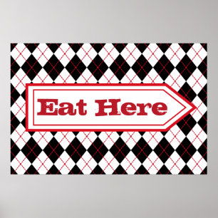 Eat Here Diner Sign Poster