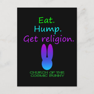Eat Hump Religion Cosmic Bunny Postcard