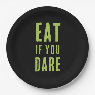 Eat If You Dare Spooky Funny Halloween Party Paper Plate