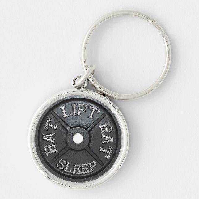 Eat, Lift, Sleep - Barbell Plate Key Ring (Front)