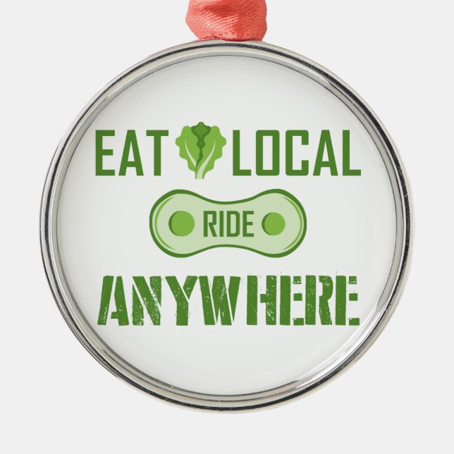 Eat Local, Ride Anywhere Metal Tree Decoration (Front)