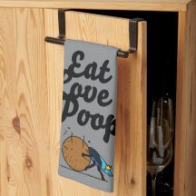 eat love poop kitchen towel dark grey
