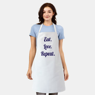 Eat. Love. Repeat - White Kitchen Apron