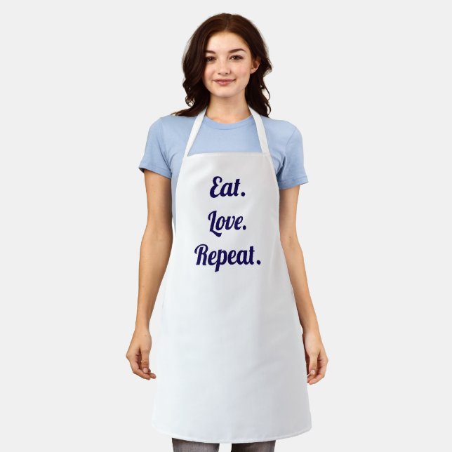 Eat. Love. Repeat - White Kitchen Apron (Worn)