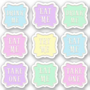 "Eat Me" "Drink Me" Wonderland Tea Party Colourful