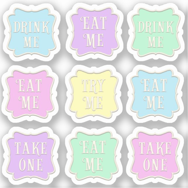 "Eat Me" "Drink Me" Wonderland Tea Party Pastel (Front)