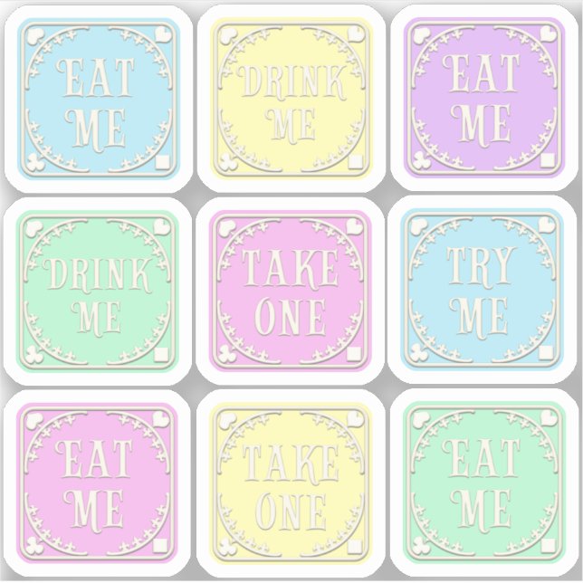 "Eat Me" "Drink Me" Wonderland Tea Party Whimsical (Front)