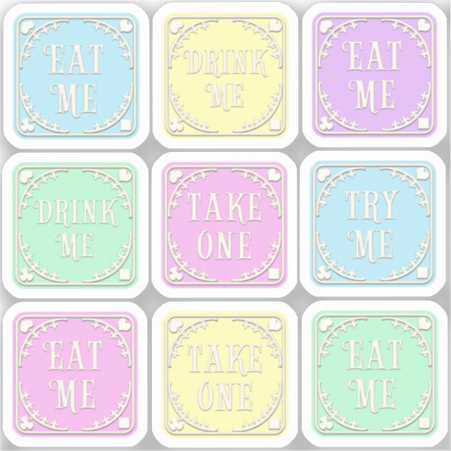 "Eat Me" "Drink Me" Wonderland Tea Party Whimsical (Front)