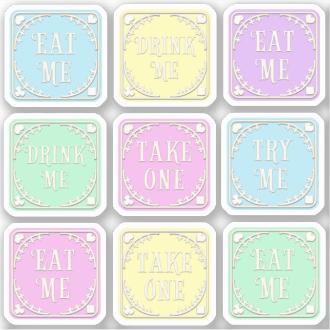 "Eat Me" "Drink Me" Wonderland Tea Party Whimsical (Front)