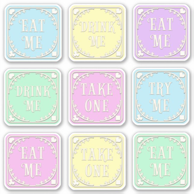 "Eat Me" "Drink Me" Wonderland Tea Party Whimsical (Front)