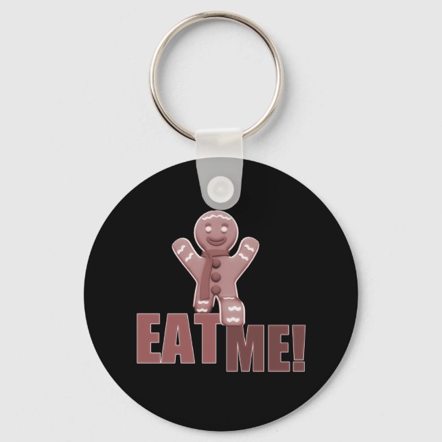 EAT ME! Gingerbread Man - Red Key Ring (Front)