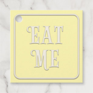"Eat Me" Victorian Tea Party Pale Yellow Square Favour Tags