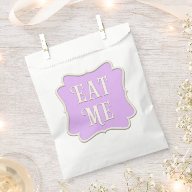 "Eat Me" Wonderland Tea Party Pastel Purple Favour Bags (Clipped)