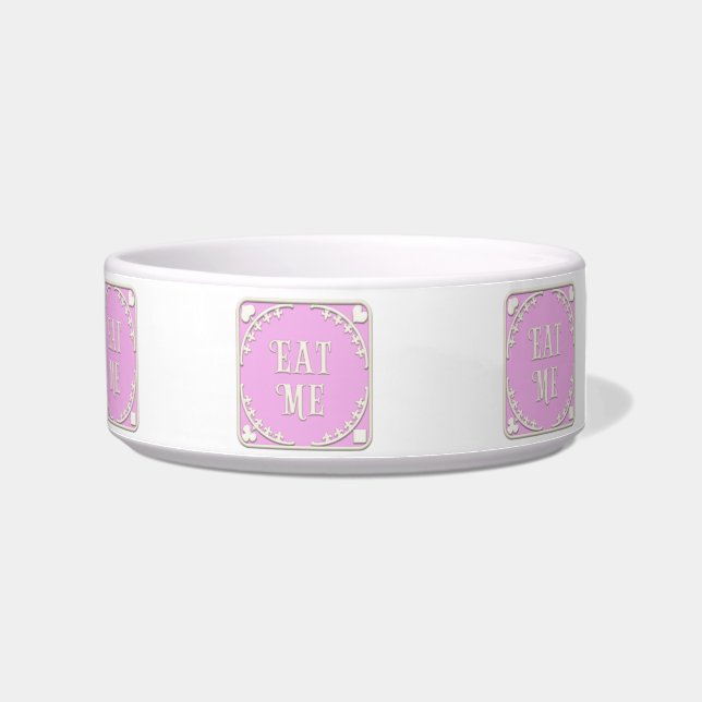 "Eat Me" Wonderland Tea Party Pink Emblem Food Bowl (Right)