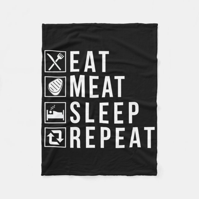 Eat Meat Sleep Repeat Bbq Grill Beef Premium  Fleece Blanket (Front)