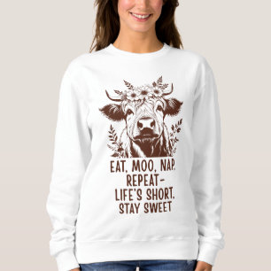 Eat Moo Nap Repeat - Funny Highland Cow Sweatshirt