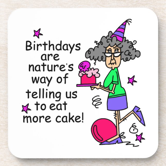 Eat More Cake Birthday Humour Coaster (Front)