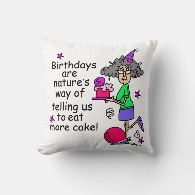 Eat More Cake Birthday Humour Cushion (Front)