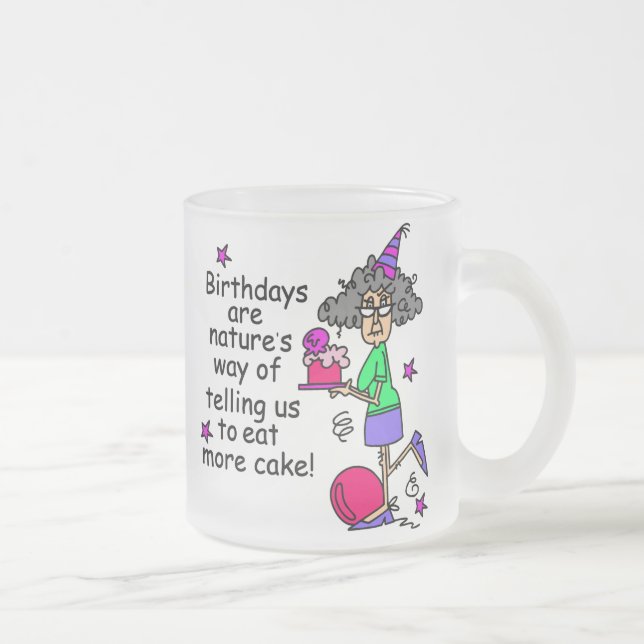 Eat More Cake Birthday Humour Frosted Glass Coffee Mug (Right)