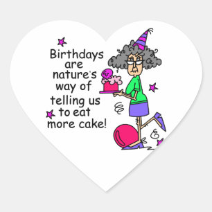 Eat More Cake Birthday Humour Heart Sticker