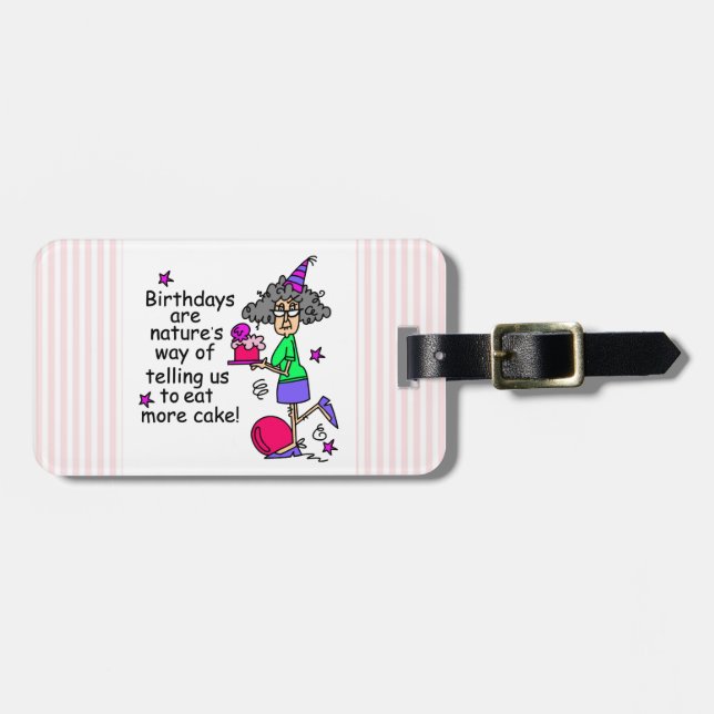 Eat More Cake Birthday Humour Luggage Tag (Front Horizontal)