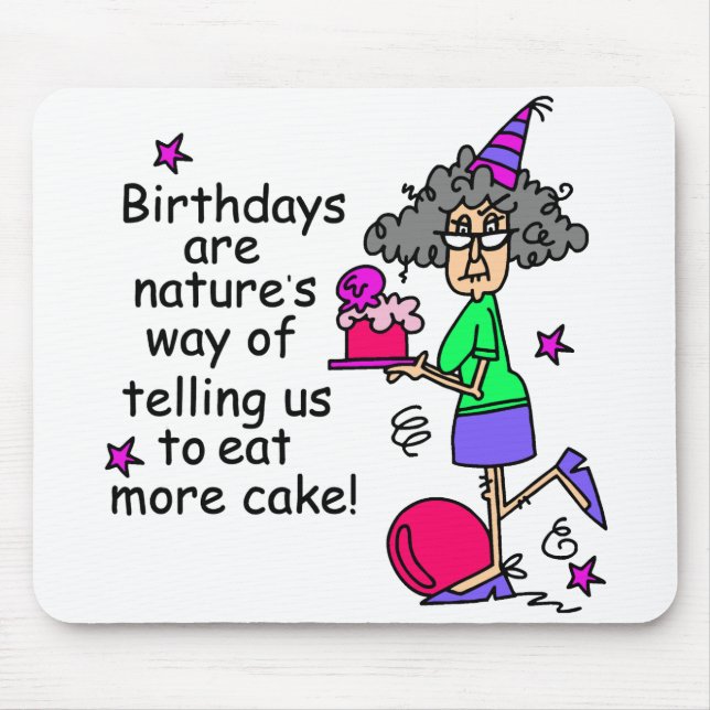 Eat More Cake Birthday Humour Mouse Mat (Front)