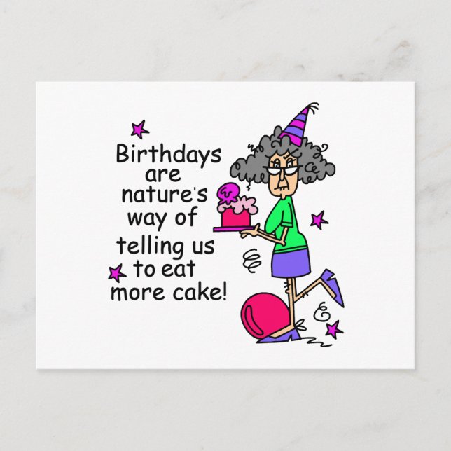 Eat More Cake Birthday Humour Postcard (Front)