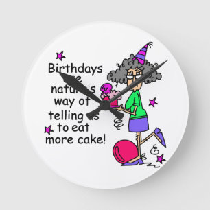 Eat More Cake Birthday Humour Round Clock