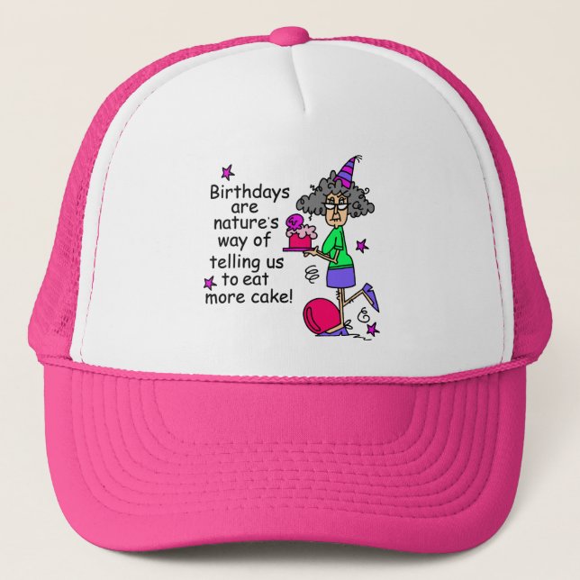 Eat More Cake Birthday Humour Trucker Hat (Front)