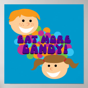 Eat More Candy Retro Kids Poster