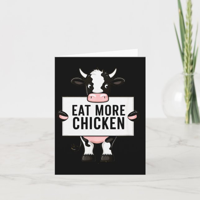 Eat More Chicken Funny Cow Loving Farm Tees Animal Card (Front)