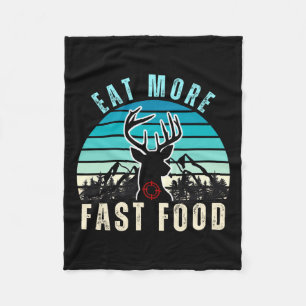Eat More Fast Food Retro Vintage Camper Deer Hunti Fleece Blanket