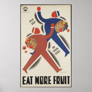 Eat More Fruit Vintage Travel Poster Ad Retro