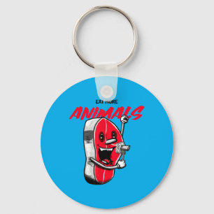 Eat More Meat Funny Bbq Anti Vegan Carnivore Key Ring