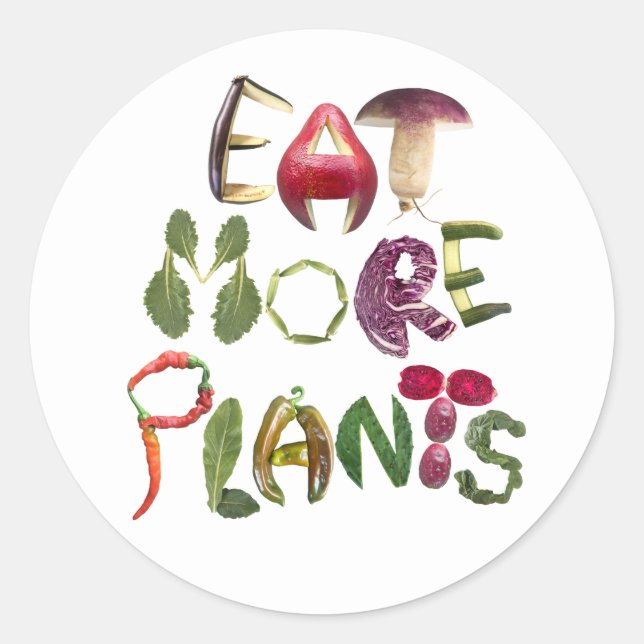 Eat More Plants Classic Round Sticker (Front)