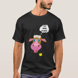 Eat More Plants Cow Flower Power Vegan T-Shirt